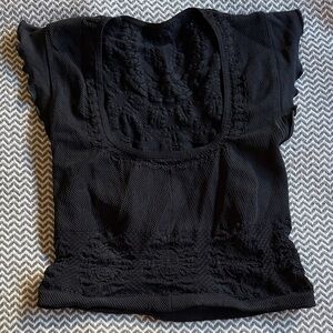 Free people FP movement xs/s stretchy black crop top shirt lace look
